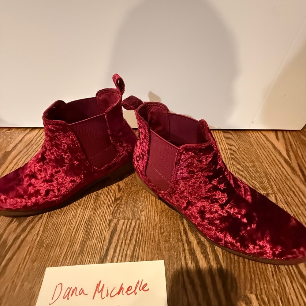 TOMS Maroon Velvet Boots